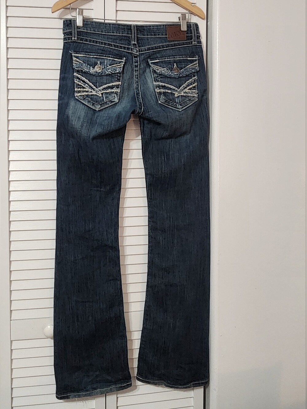 BKE Stella Women's Dark Blue Flare Jeans with Faded Distress